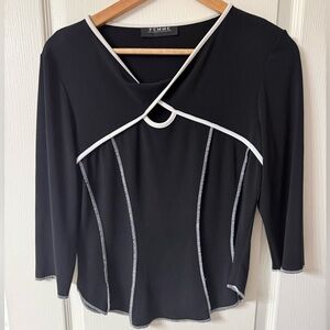 Femme Black Contrast Trim Top